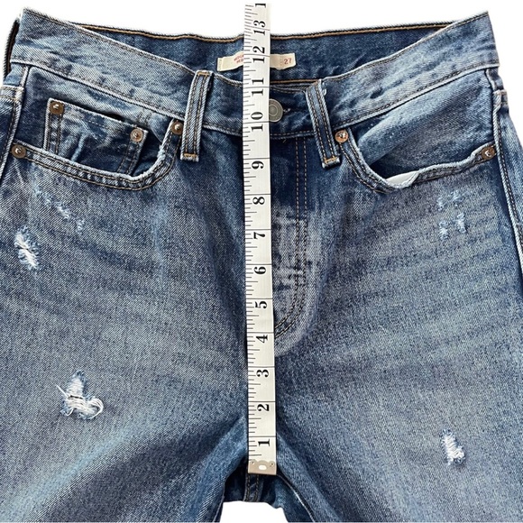 Levi's Wedgie Straight Jeans High Rise Medium Wash Before Dawn Distressed Sz 27 - Picture 11 of 15